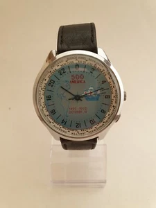 Russian Raketa Worldtimer 24H 500 America in blu inglese - Foto 1 di 8