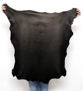 BLACK SHEEPSKIN Leather Hide for Native SCA LARP Crafts Buckskin Clothes Bags - Picture 1 of 23