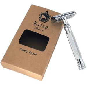 (4.2") LONG HANDLED DOUBLE EDGE SAFETY RAZOR FOR MEN'S SHAVE + 10 SHAVING BLADES - Picture 1 of 6