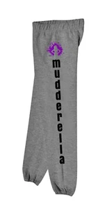 MUDDERELLA WOMEN BAMBOO BOYFRIEND SWEATS GRAY PURPLE COMFY RELAXING T25 - Picture 1 of 4