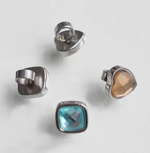 DIY 304 Edelstahl Herz Schiebeperle Slider Diacharme mit Glas Cabochons 4mm Loch - Bild 1 von 6