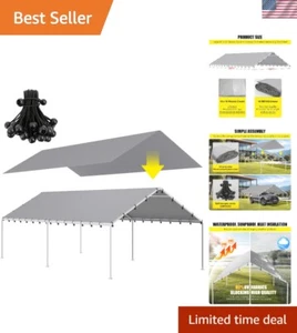 Versatile 10x20ft Car Canopy Replacement - Easy Install, Fade-Resistant Material - Picture 1 of 9