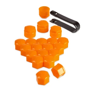 20 ORANGE ALLOY WHEEL NUTS BOLTS CUP COVERS 17 mm SET FOR VW TRANSPORTER T4 T5 - Picture 1 of 12