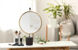 NEU Design Make-Up-Spiegel Kayoom Eleganca gold Standspiegel Metall Bad NP 190 € - Bild 1 von 6