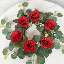 Candle Ring Wreath Artificial Rose Candle Ring for Cafe Thanksgiving Wedding