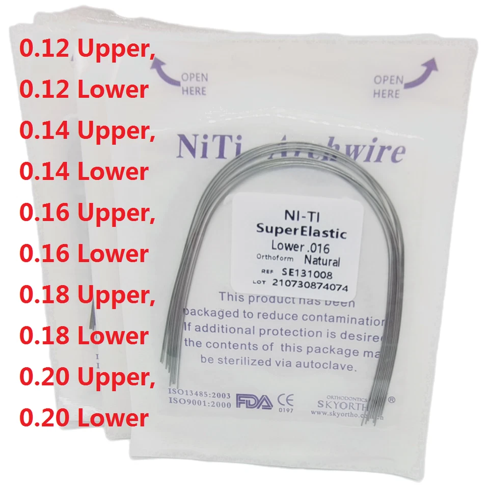 10 Bolsas Arcos de Ortodoncia Dental Redondos Niti Arco de Alambre Su - Image 1 of 1
