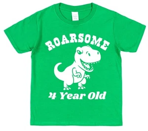 Dinosaur Birthday T-Shirt Roarsome Children All Ages Party Top Clothes T-Rex Boy - Picture 1 of 45