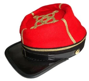 Kepi Artiglieria Guerra Civile con treccia fila 1/2/3/4, Rosso con Banda Nera Kepi - Foto 1 di 11