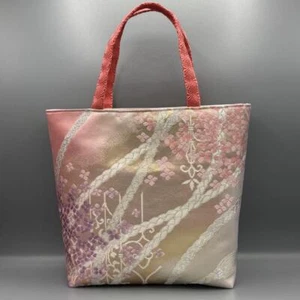 Handmade Tote Bag Kimono Obi Obijime Remake Embroidered Japan Length 23cm(9in)11 - Picture 1 of 5