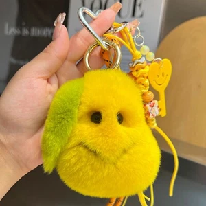 Schlüsselanhänger echtes Kaninchenfell Birne Bommel Ball Taschenanhänger Auto Handytasche Anhänger Geschenk - Bild 1 von 5