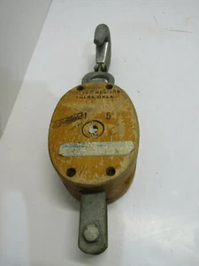 Vintage Crosby Western 21-5 Pulley Block & Tackle Wheel Pulley TULSA OKLA. TOOL - Picture 1 of 4