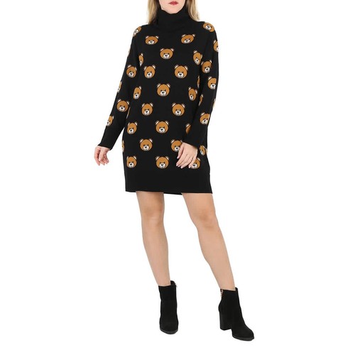 Abito collo alto ricamato Moschino Teddy