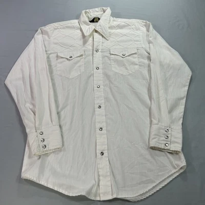 VINTAGE Sears Western Shirt Mens Large Pearl Snap Cowboy Authentic 70s - Image 1 of 4