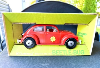 Vintage 1969 Hubley Mighty Metal 7" Beetle Bug #1461 Orange Red Die-Cast New Box - Image 1 of 4
