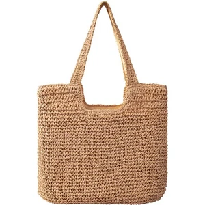 Straw Beach Bags for Women - Women Beach Handmade Woven Tote Bag Summer Mesh ... - Picture 1 of 9