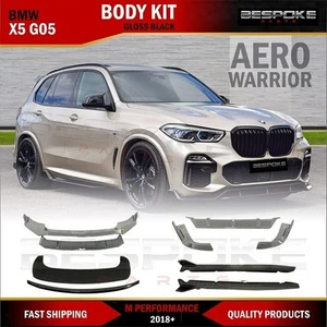 GLOSS BLACK BMW X5 G05 AERO BODY KIT FRONT LIP REAR DIFFUSER SIDE SKIRT SPLITTER - Picture 1 of 15