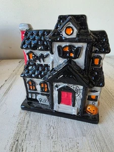 Yankee Haunted House Spooky Candle Luminary Halter Keramik Halloween Deko - Bild 1 von 6