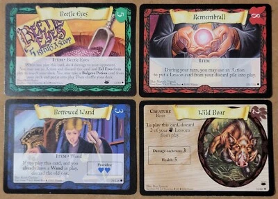 Harry Potter TCG Lot 4 Borrowed Wand Remembrall Wild Boar & Beetle Eyes  - Image 1 of 4