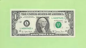 1977A ..UNCIRC $1 L 4620 7425 J .... 1977A $1 L-J NICE NOTE FRN - Picture 1 of 2