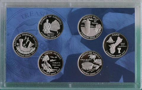 2009 Proof Quarter Set DC & US Territories 6 Coins ONLY No Box Territory 25 Cent Cover