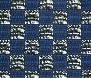 India Block Cotton Print 1/2 Yard BLUE WHITE Abstract Squares BTHY - Picture 1 of 3