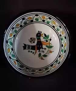 Mexiko Volkskunst Keramik 6" Runde Schüssel Vogel Floral - Bild 1 von 4