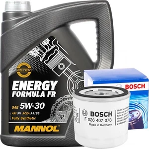 BOSCH ÖLFILTER + 5L MANNOL 5W30 MOTORÖL passend für FORD VOLVO API SN ACEA A5 B5
