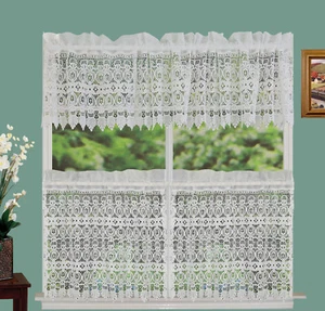 Creative Linens Knitted Lace Kitchen Curtain Valance or 24" Tiers Ivory - Picture 1 of 5