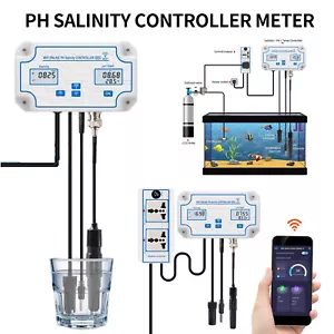 WIFI PH Salinity Temp Controller Aquarium Tank Seawater Salt Test Monitor W2825 - Picture 1 of 14