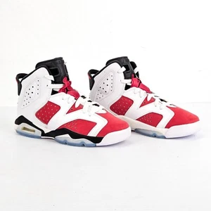 Nike Air Jordan 6 Niños Rojo Blanco Carmín Baloncesto Encaje Tenis talla 4Y - Imagen 1 de 6
