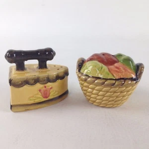 Set of Two Lefton Salt and Pepper Shakers Iron Basket of Laundry Japan 5269 - Picture 1 of 8