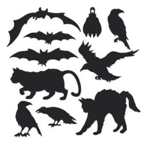 Halloween Silhouettes Cutout Set 10 Pack 6" - 10" Paper Wall Decorations - Picture 1 of 1