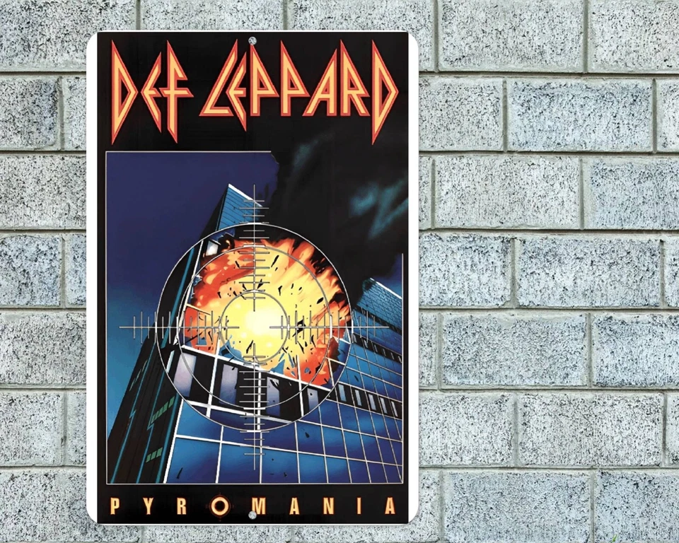 Def Leppard Pyromania Sign Aluminum Metal 8"x12" Garage Man Cave Rock Concert - Image 1 of 1
