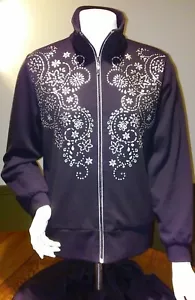 Susan Graver QVC Damenjacke mit durchgehendem Reißverschluss schwarz silber verziert Petite Small - Bild 1 von 12