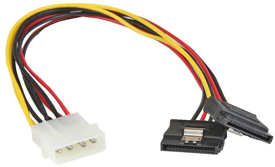 LP4 Molex Stecker Zu Doppel 15 Polig SATA Buchse Stromkabel Verrastung, 305mm - - Bild 1 von 4