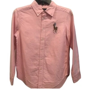 Ralph Lauren Oxford Big Pony Button Down Pink Shirt Boys Cotton Size 7 - Picture 1 of 4