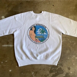 80s VINTAGE REYN SPOONER WAIKIKI BEACH HAWAII SWEATSHIRT SZ L HAWAIIAN SHIRT - Picture 1 of 12