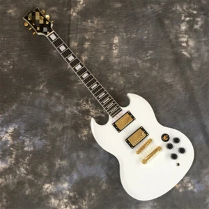 Custom Alpine White SG Electric Guitar H-H Pickup 6 String Solid Body Gold Parts - Picture 1 of 6
