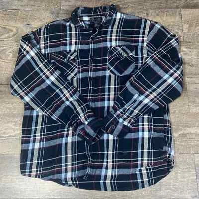 Camisa Retrofit Para Hombre Talla XL Negra A Cuadros Mangas Largas Bolsillos Abotonados Algodón Foto 1 de 4