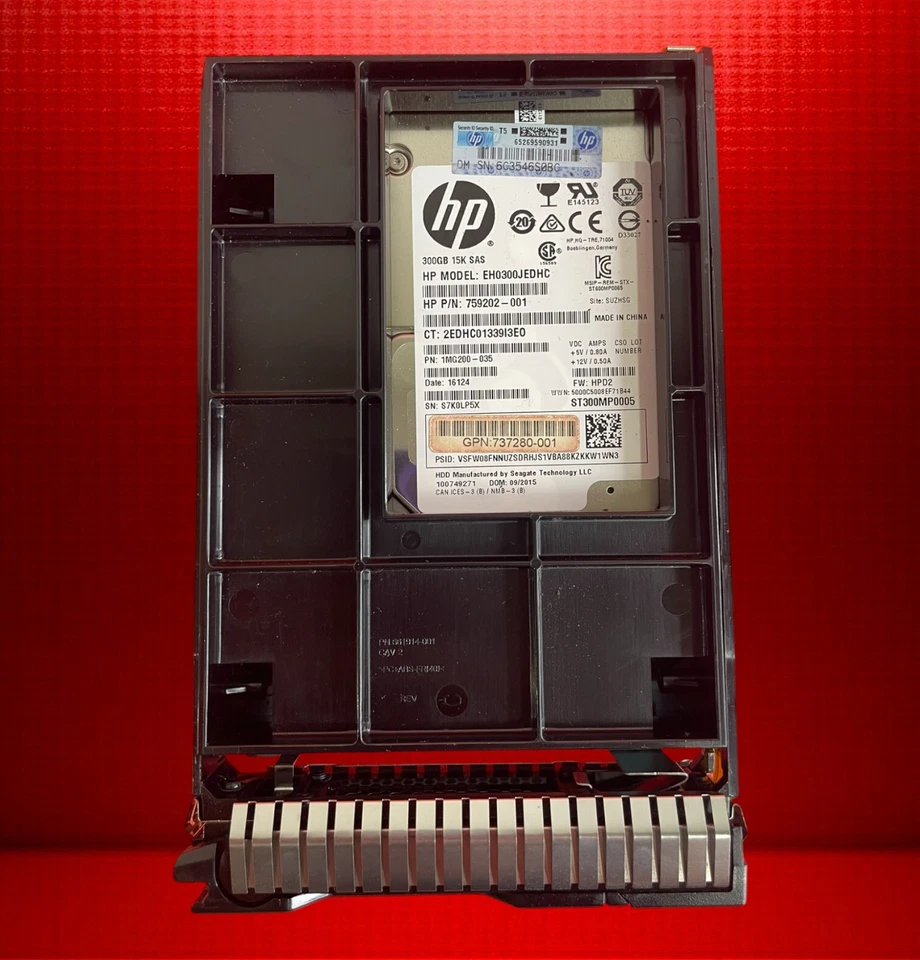 HP 300GB 15K 6G SAS 3.5" Server HDD w/ Caddy EH0300JEDHC 759202-001 - Image 1 of 2