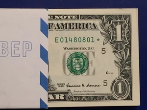 1999 STAR NOTE $1 Dollar ,(Richmond E ) ,Uncirculated ,Consecutive,low number - Picture 1 of 1