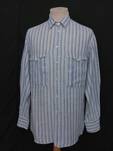 Vtg GIORGIO ARMANI Multicolor Striped Linen Men's Casual Shirt L/S 15-38