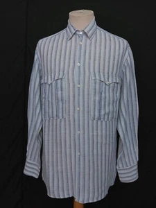 Vtg GIORGIO ARMANI Italy Made Multicolor Striped Linen Men's Shirt 15-38 - Picture 1 of 9