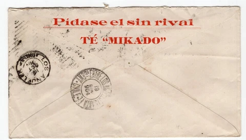 Chile 1905 advertising on Stationery "Pidase el sin rival Te Mikado" tea TPO Cover