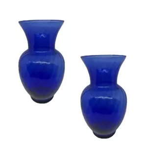 2 INDIANA GLASS COBALT BLUE VASE ILLUSIONS 9" MADE IN THE USA - Picture 1 of 6