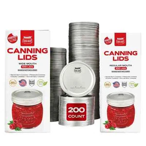 FORJARS - 200 Count: 100-pack Regular & 100-pack Wide Canning Lids. - Picture 1 of 8