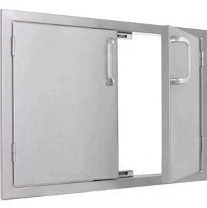 Puerta de acceso doble de acero inoxidable de 40 pulgadas para isla de cocina de barbacoa al aire libre - Imagen 1 de 4