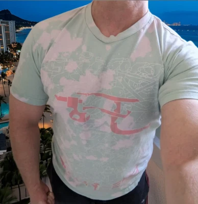 MEN'S TSHIRT: FRESHJIVE Blue White Graphic Shirt MEDIUM Athletic Fit Physique - Image 1 of 3