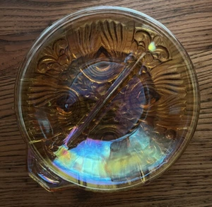 Vintage Depression Carnival Glass Orange Candy Dish (Round) - Picture 1 of 6