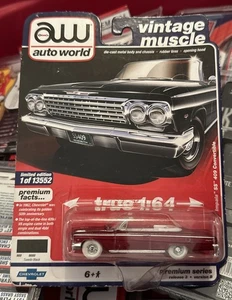 AUTO WORLD ( CHASE ) 1962 CHEVY IMPALA SS 409 CONVERTIBLE ULTRA RED WHITE TIRES - Picture 1 of 6